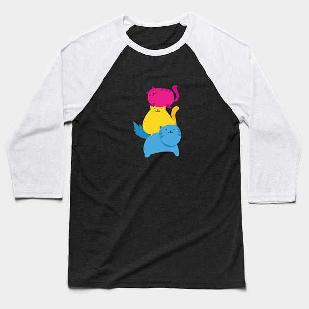 LGBTQ Cat Kawaii Progressive Pride Pansexual Flag Baseball T-Shirt by Sonyi